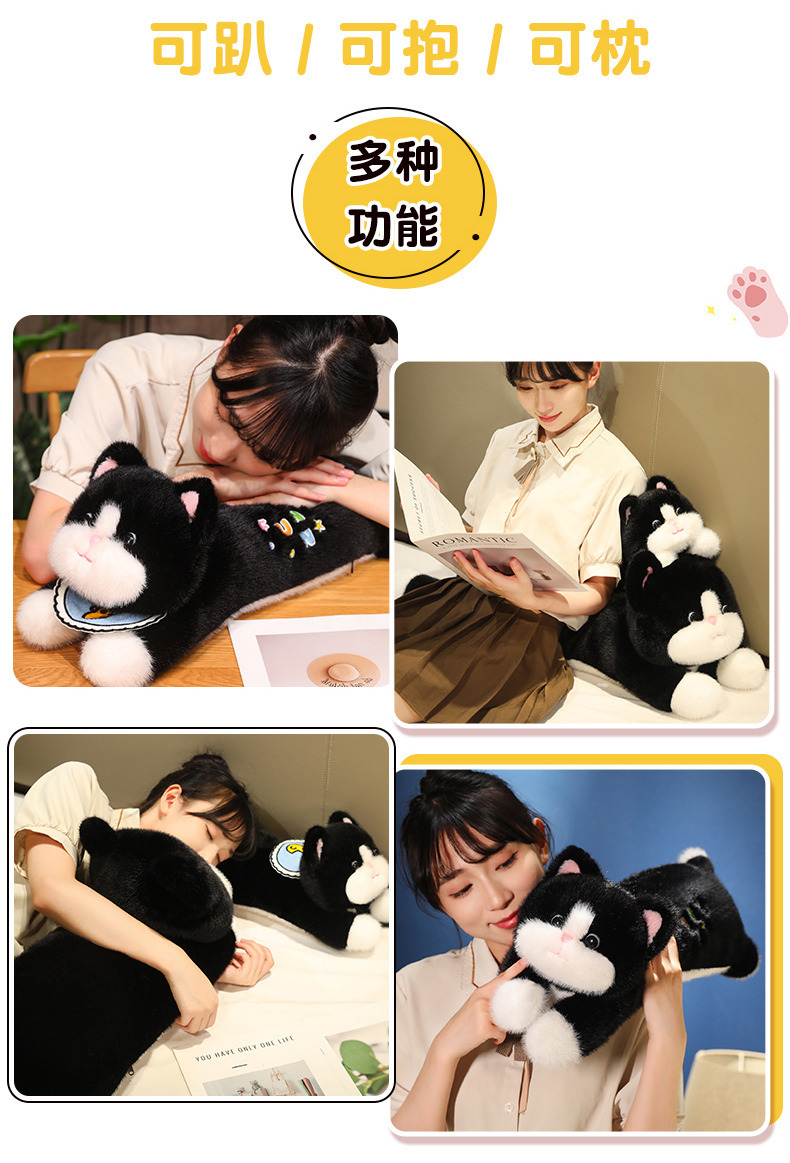 Black cat plush toys for home leisure, hugging dolls, cushions and pillows, cute new cross-border products pic 5