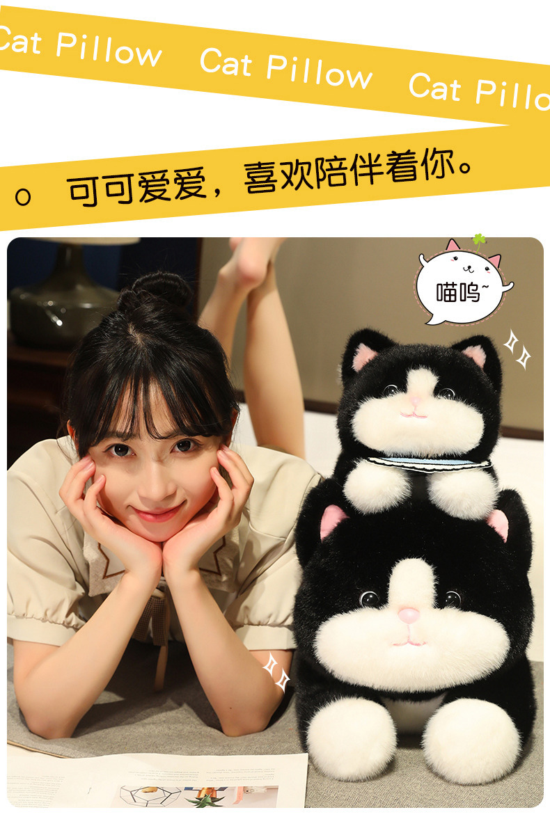 Black cat plush toys for home leisure, hugging dolls, cushions and pillows, cute new cross-border products pic 6