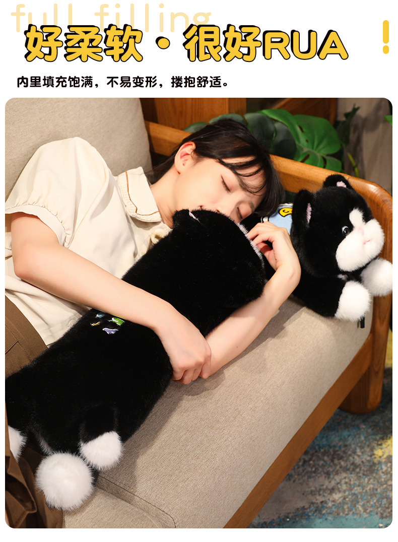 Black cat plush toys for home leisure, hugging dolls, cushions and pillows, cute new cross-border products pic 4