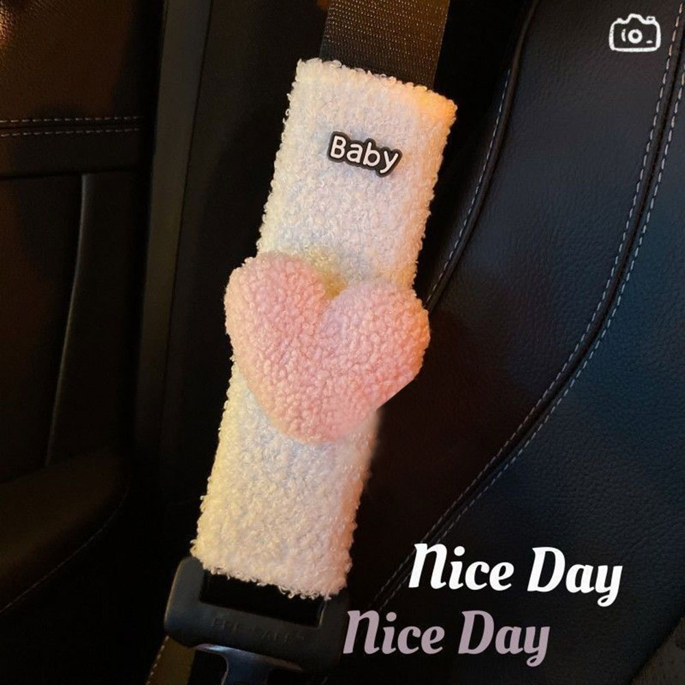 汽车安全带护肩套高级感韩版爱心车载装饰保险带防勒柔软保护套女详情2