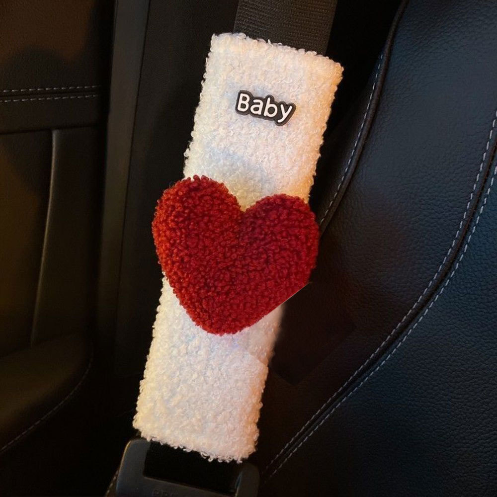 汽车安全带护肩套高级感韩版爱心车载装饰保险带防勒柔软保护套女详情1