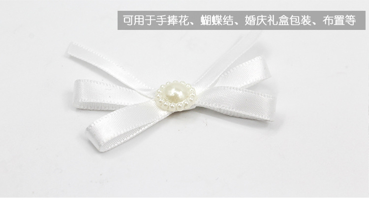 Satin polyester band, hand-tied bow, pearl bow, colorful clothing accessories, hair accessories, handcrafted bow pic 6