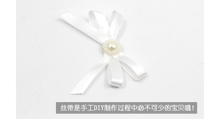 Satin polyester band, hand-tied bow, pearl bow, colorful clothing accessories, hair accessories, handcrafted bow pic 10