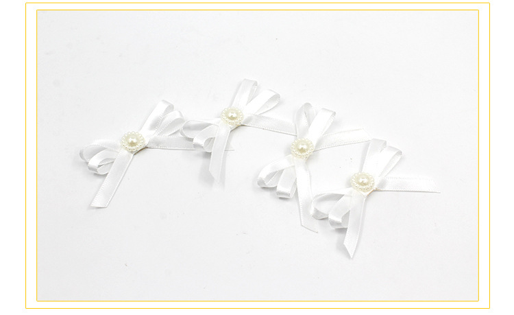 Satin polyester band, hand-tied bow, pearl bow, colorful clothing accessories, hair accessories, handcrafted bow pic 3