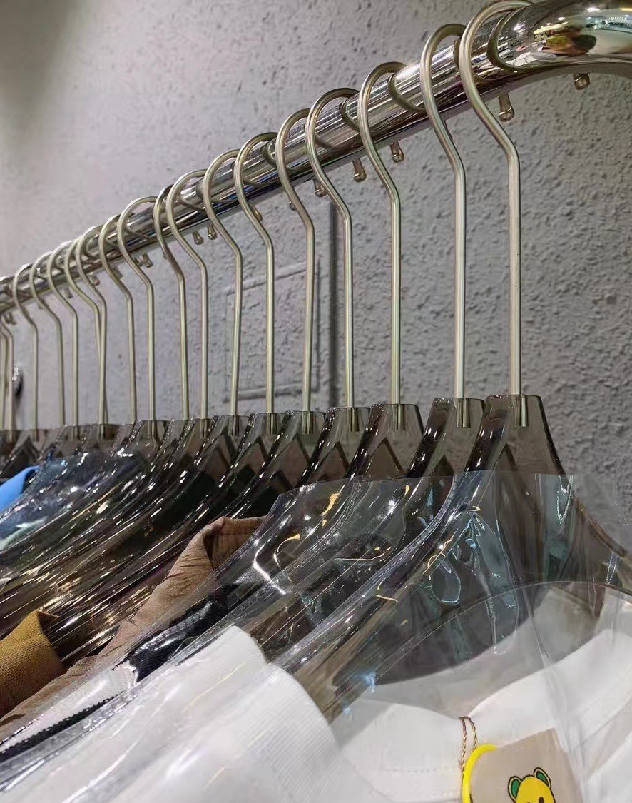 烟灰色透明亚克力水晶衣架服装店专用女装婚纱衣挂撑塑料衣架裤夹详情10