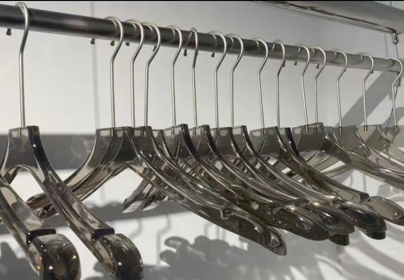 烟灰色透明亚克力水晶衣架服装店专用女装婚纱衣挂撑塑料衣架裤夹详情12