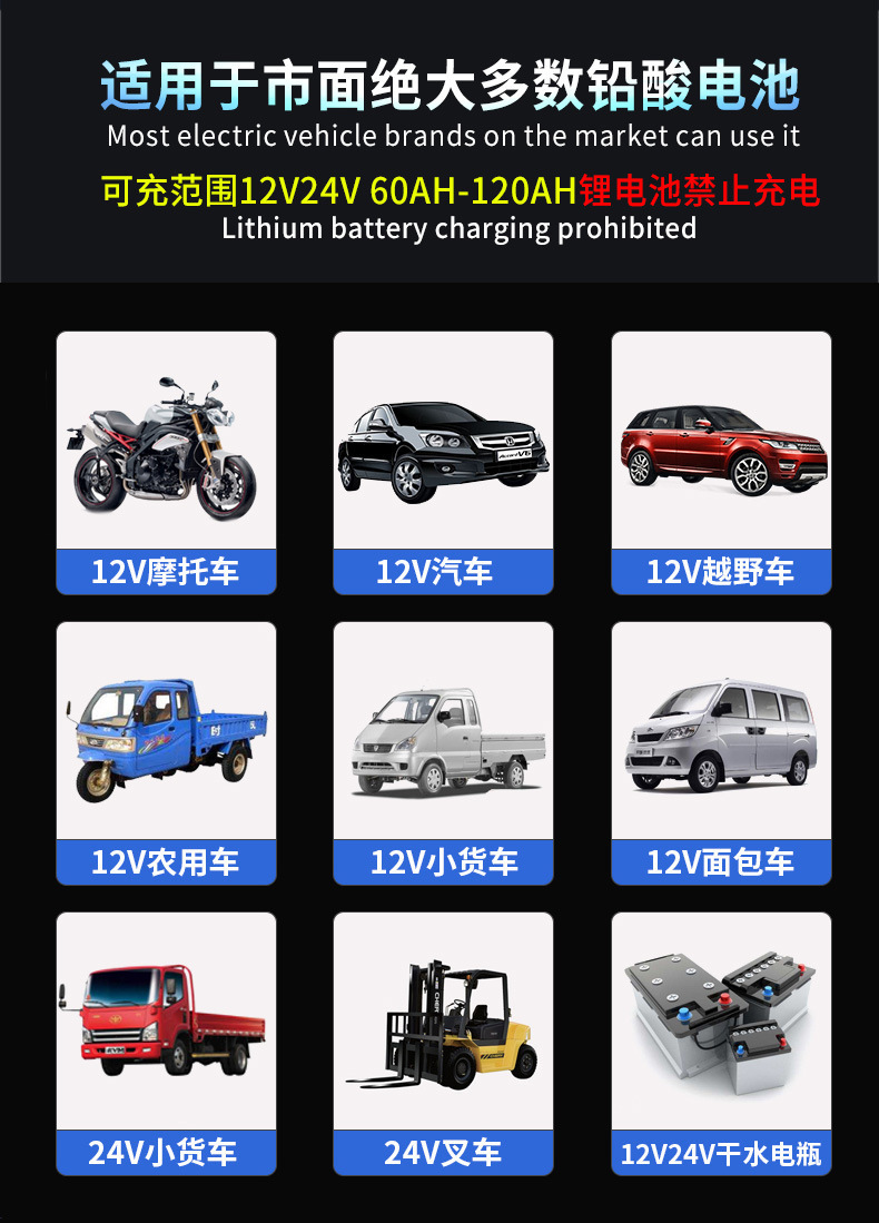 12V/24V 10A 15A smart car battery charger intelligent repa i pic 3