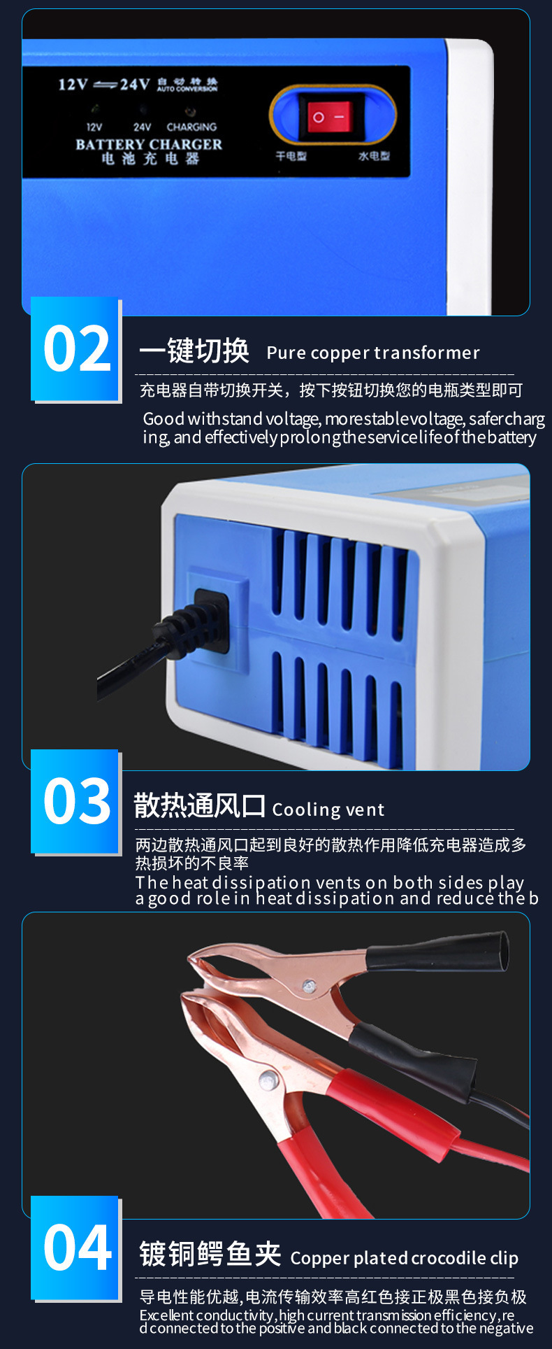 12V/24V 10A 15A smart car battery charger intelligent repa i pic 11