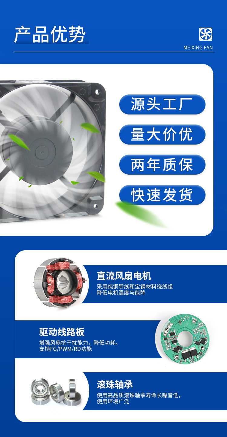 GX12038直流风扇DC12/24V散热冷却大风量轴流风机工业小风扇详情2
