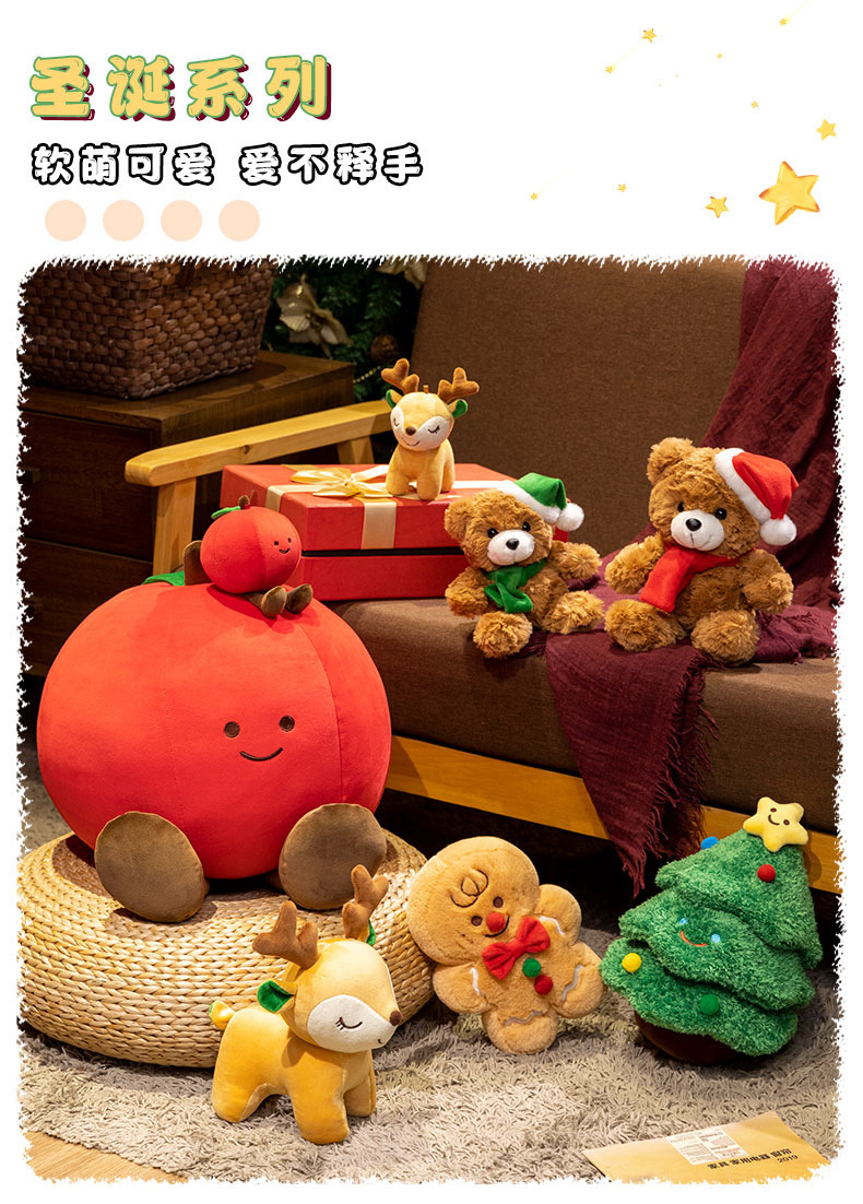 跨境卡通圣诞老人雪人麋鹿毛绒玩具公仔圣诞节装饰品礼品批发详情1