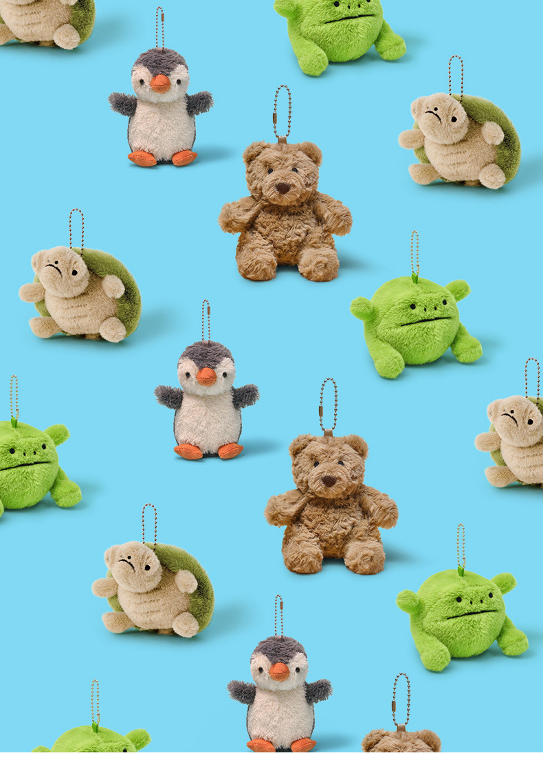 英国巴塞罗熊公仔挂件可颂牛角包钥匙扣挂饰青蛙乌龟小玩偶批发详情1