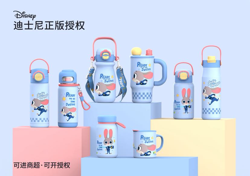 迪士尼正版IP疯狂动物城系列2025新款朱迪尼克儿童双饮保温杯316详情6