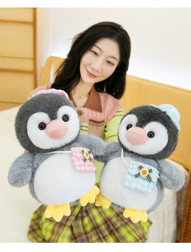 New cross-border super cute penguin team plush toy figurines, adorable shoulder bags, goose dolls, Ocean Park gifts pic 12
