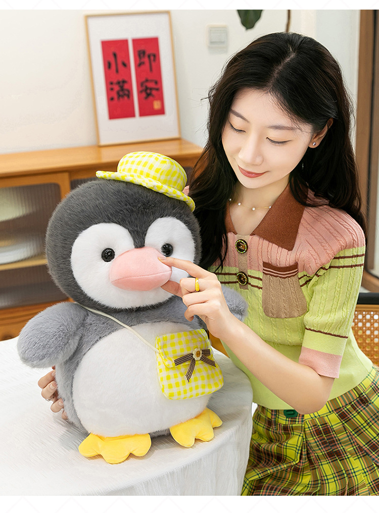 New cross-border super cute penguin team plush toy figurines, adorable shoulder bags, goose dolls, Ocean Park gifts pic 19