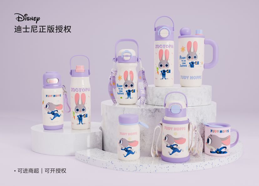 迪士尼正版IP疯狂动物城系列2025新款朱迪尼克儿童双饮保温杯316详情7