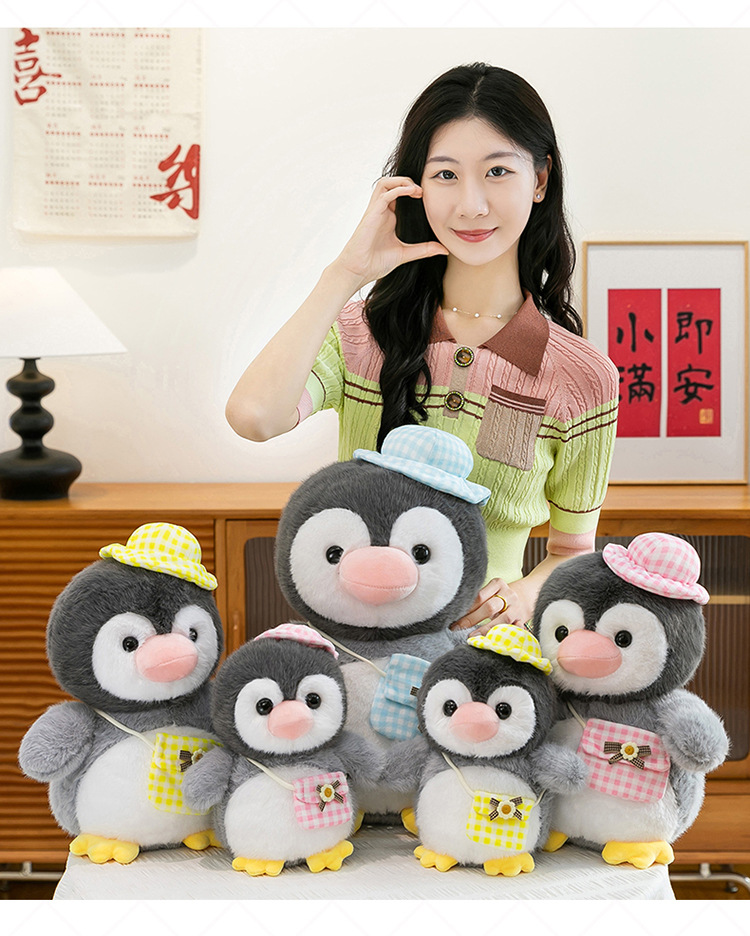 New cross-border super cute penguin team plush toy figurines, adorable shoulder bags, goose dolls, Ocean Park gifts pic 10