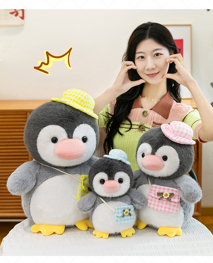 New cross-border super cute penguin team plush toy figurines, adorable shoulder bags, goose dolls, Ocean Park gifts pic 14