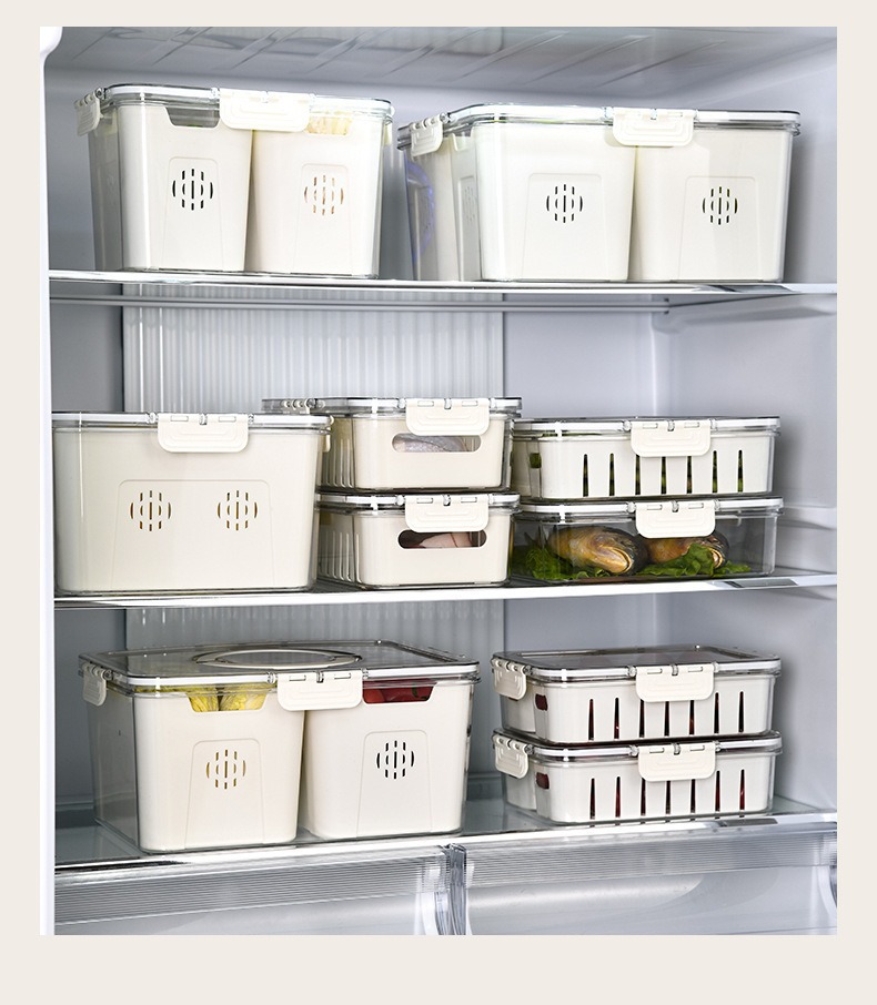 冰箱收纳盒食品级密封保鲜盒PET手提沥水分格果蔬鸡蛋盒调料详情12