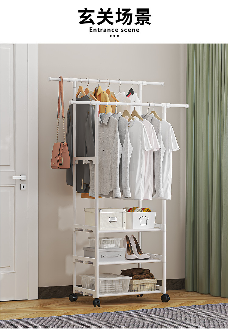外贸简易衣帽架卧室多功能落地衣鞋架收纳架晾衣架衣帽架详情17