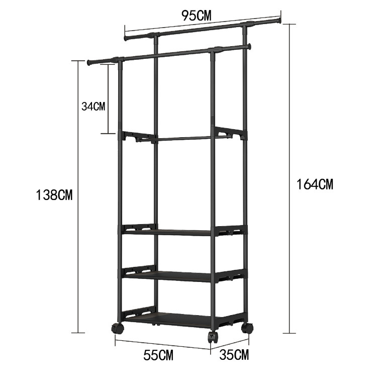 外贸简易衣帽架卧室多功能落地衣鞋架收纳架晾衣架衣帽架详情20