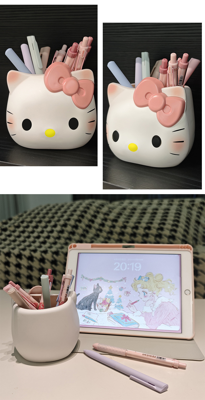 hellokitty可爱KT少女心猫咪笔筒置物创意ins风书桌开学季收纳盒详情3