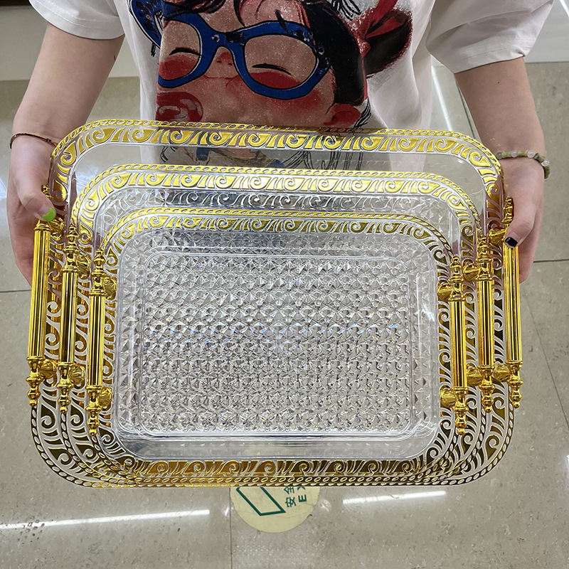 茶盘水果盘家用长方形托盘点心餐盘烫金收纳甜品蛋糕跨境直供工厂详情3