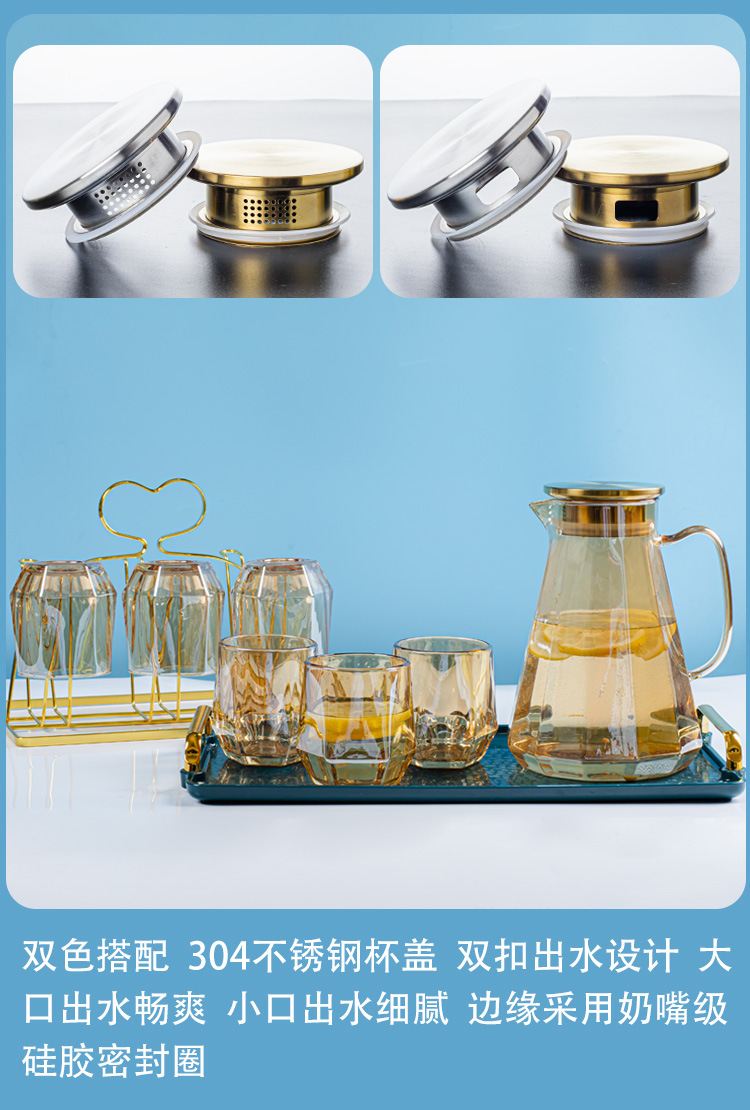 Cold water bottle, glass heat-resistant, high-temperature explosion-proof, household large-capacity water bottle, refrigerator water cup, teapot set, cold water bottle pic 13