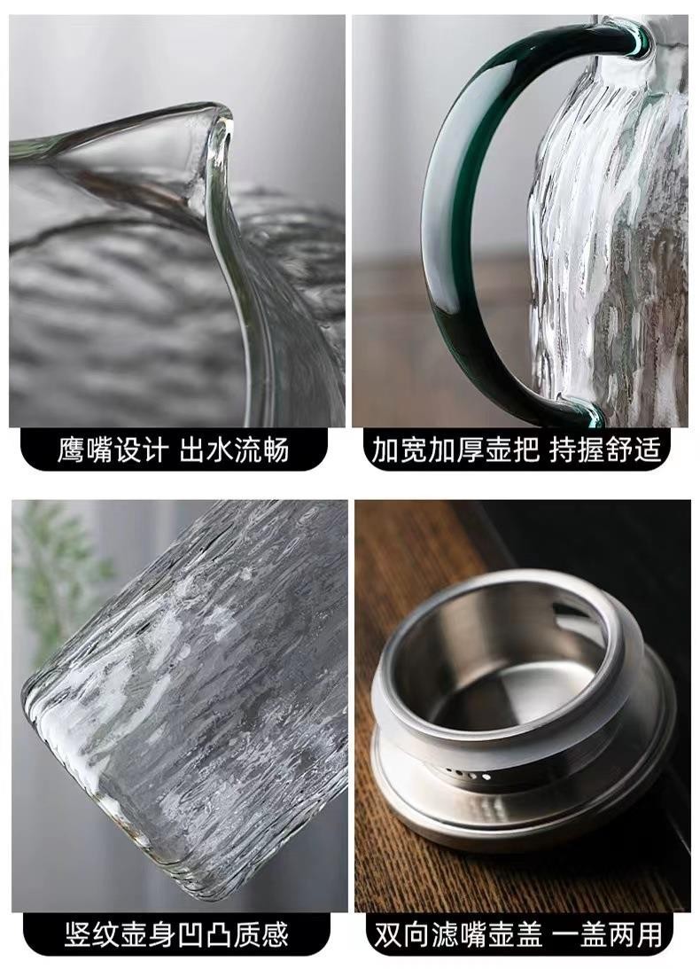 Cold water kettle, high-temperature resistant tree-patterned household cold water kettle cup, large-capacity living room glass kettle, teapot set, high appearance level pic 7