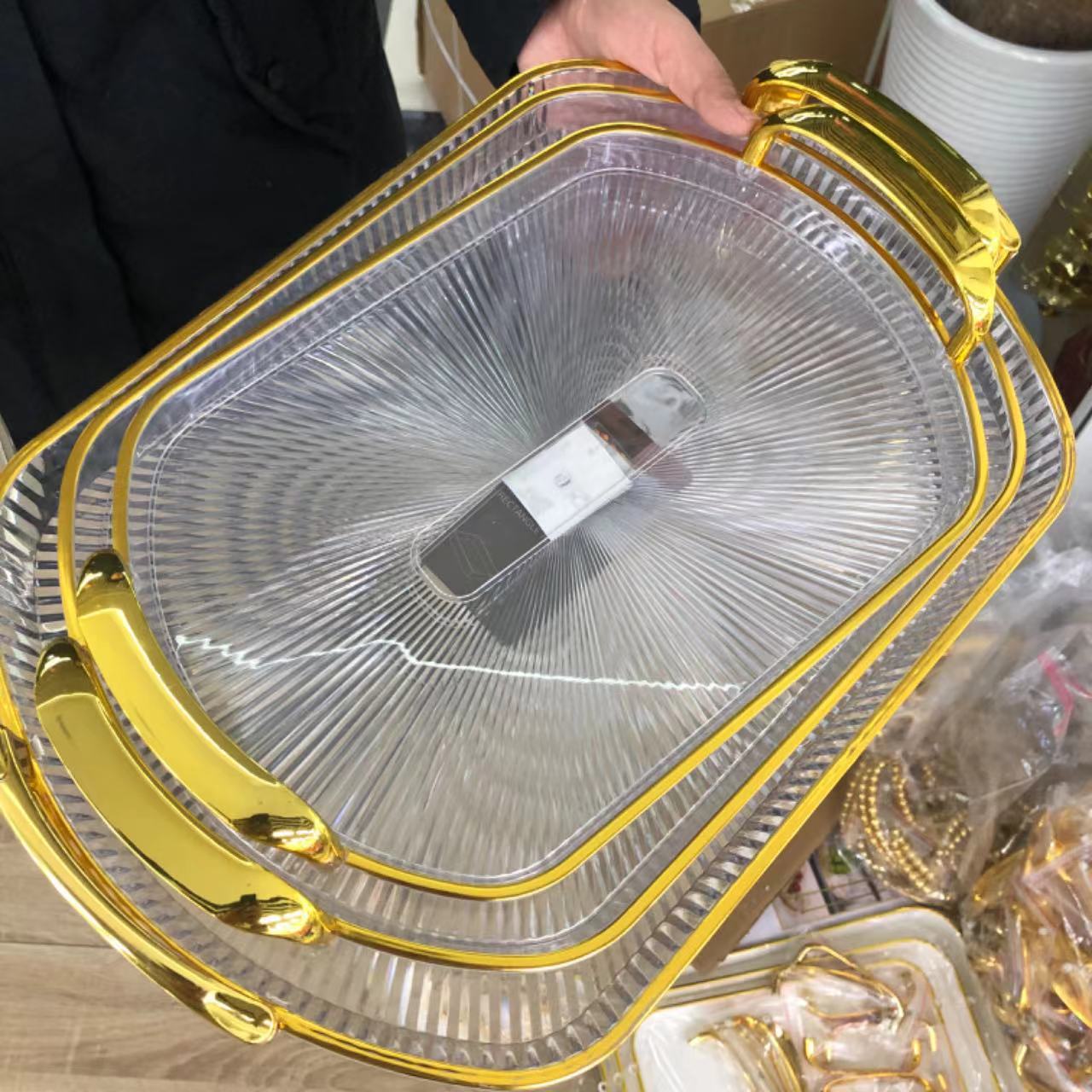 长方形圆形塑料商用展示盘子熟食盘白色托盘茶杯客厅跨境外贸详情18