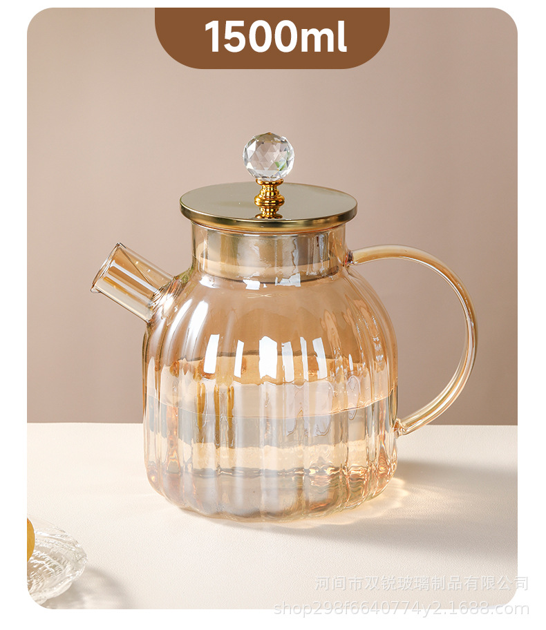 Cold water bottle glass high-temperature resistant household large-capacity tea brewing set, plain water cup, heat-resistant teapot, hot water bottle pic 11