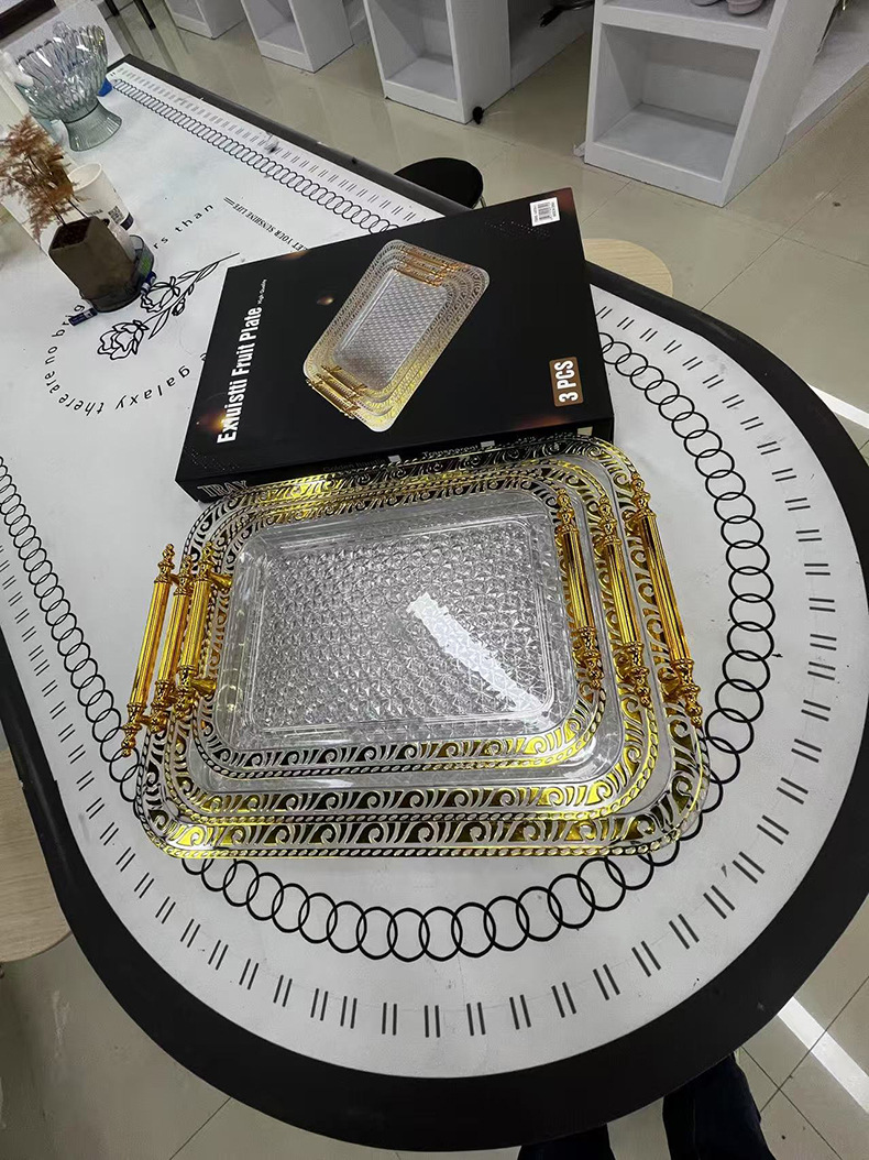 彩盒包装托盘套装酒店收纳摆拍托盘套装跨境直供现货速发PET塑料详情12