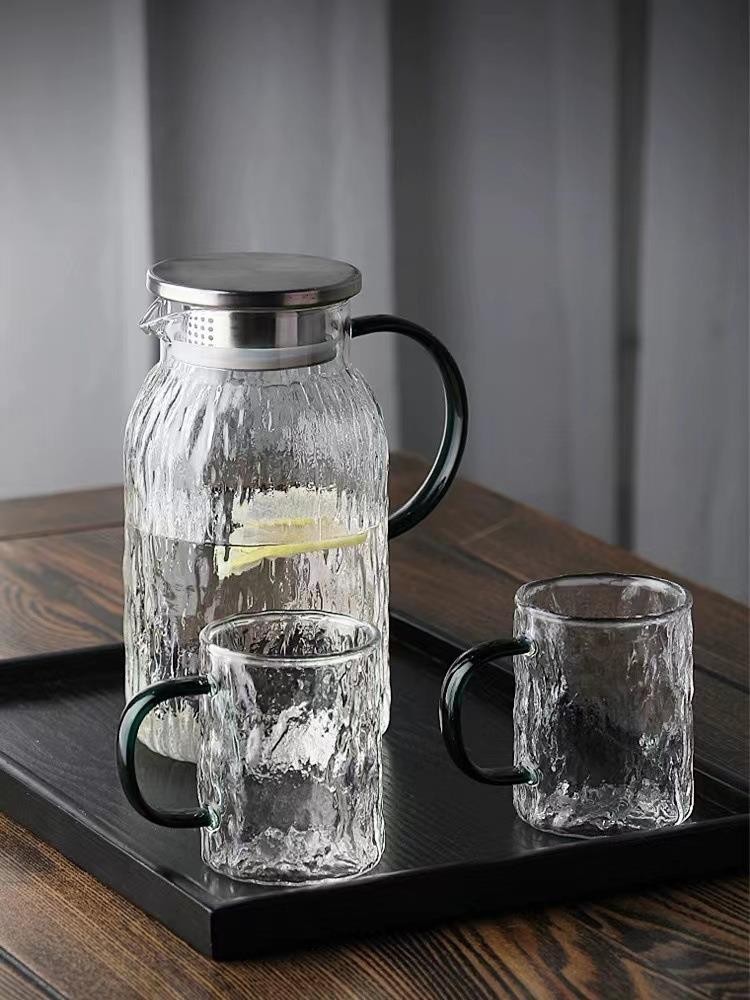 Cold water kettle, high-temperature resistant tree-patterned household cold water kettle cup, large-capacity living room glass kettle, teapot set, high appearance level pic 15