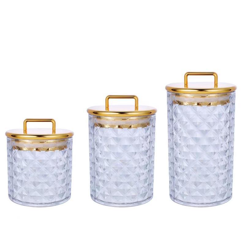 密封罐食品级塑料轻奢透明烫金糖果零食储物罐五谷杂粮跨境现货详情14