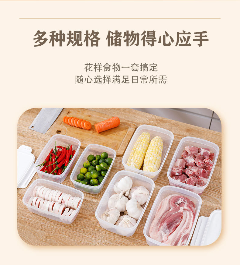 厨房密封保鲜盒套装透明密封蔬菜水果分类收纳盒冰箱塑料保鲜盒子详情7
