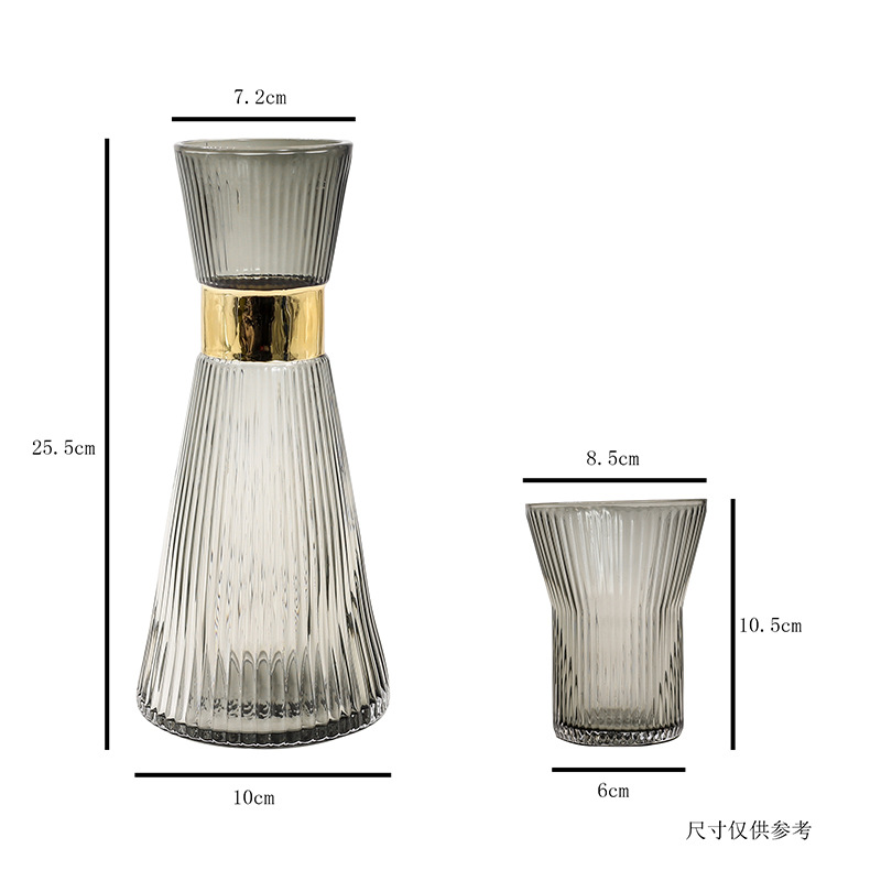 绿典 玻璃凉水壶水杯日式家用壶杯套装创意条纹冷水壶果汁壶水具详情10