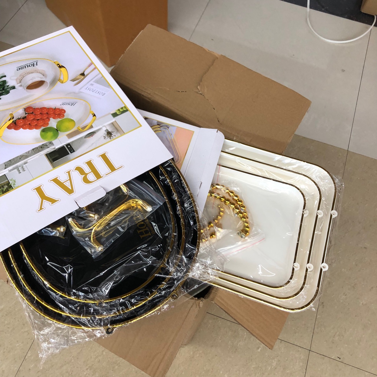 彩盒包装托盘套装酒店收纳摆拍托盘套装跨境直供现货速发PET塑料详情4