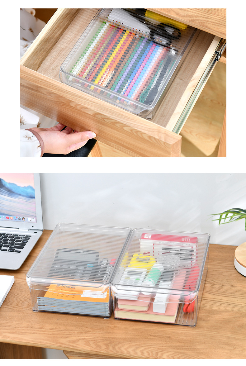 Transparent PET food-grade office file desktop storage box, kitchen fruit and vegetable storage box, household refrigerator storage box pic 9