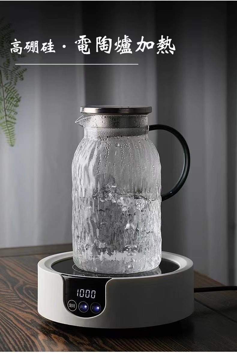 Cold water kettle, high-temperature resistant tree-patterned household cold water kettle cup, large-capacity living room glass kettle, teapot set, high appearance level pic 2