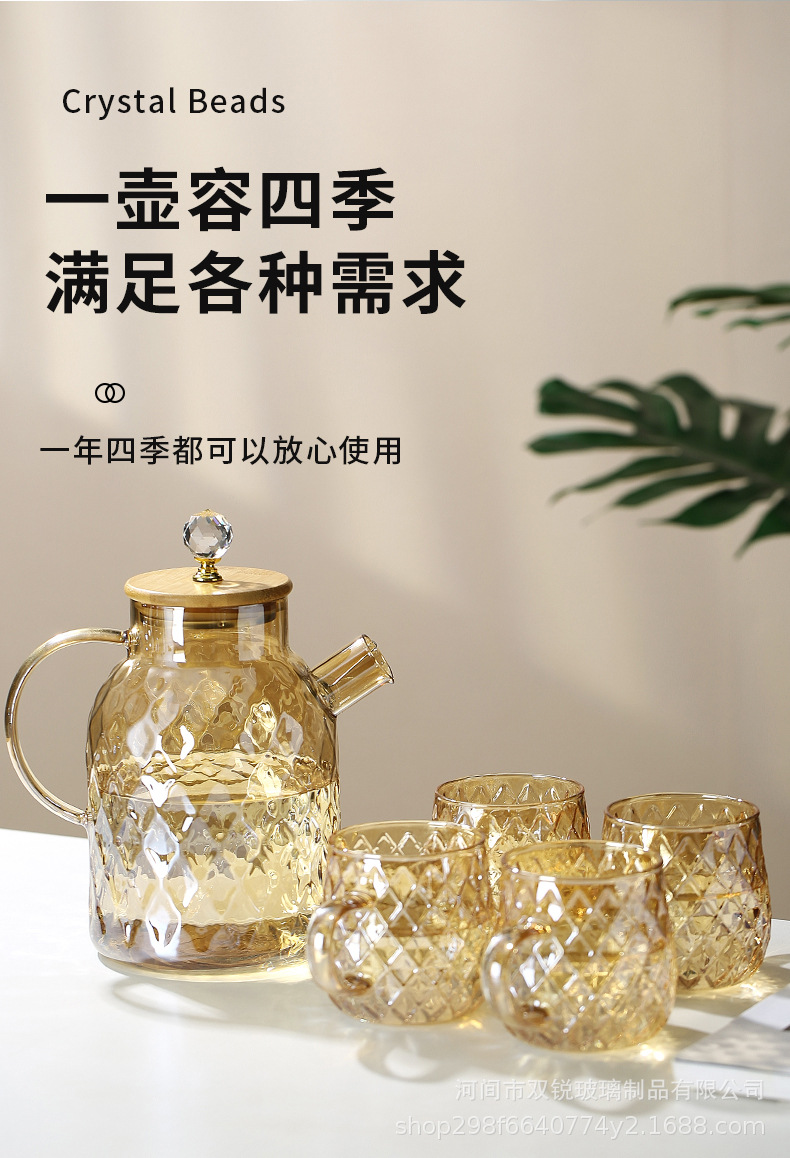 High borosilicate heat-resistant and cold-resistant water kettle, large-capacity cooling water kettle, household teapot, juice and beverage teapot, light luxury Lanling teapot pic 11
