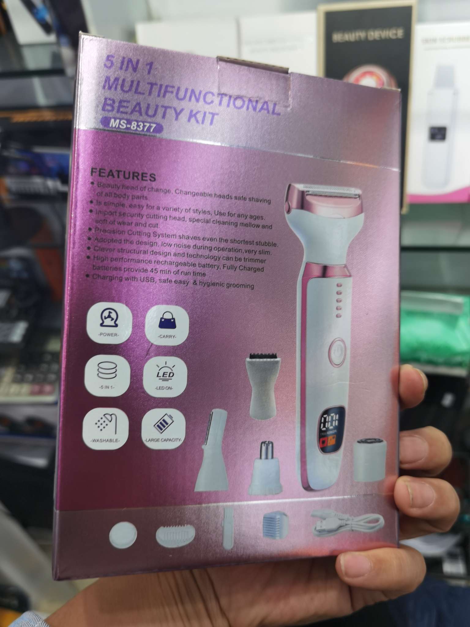 Electronic hair clipper, five-in-one hair clipper, body, face and nose hair trimmer pic 2