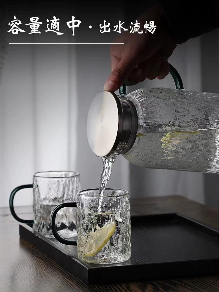 Cold water kettle, high-temperature resistant tree-patterned household cold water kettle cup, large-capacity living room glass kettle, teapot set, high appearance level pic 5