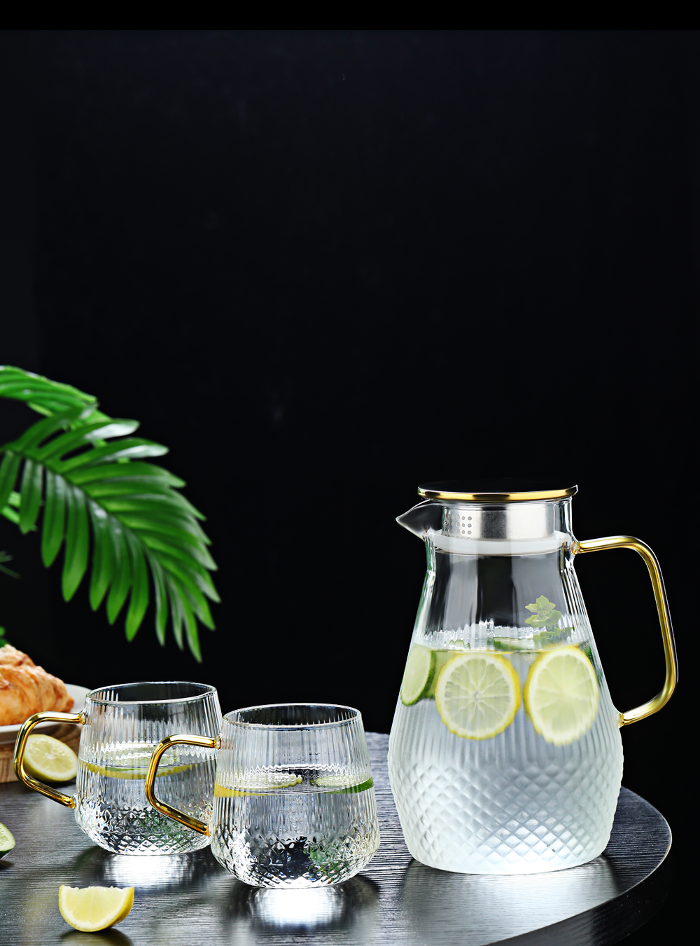 厂家批发现货高硼硅玻璃冷水壶轻奢风凉水壶家用半夏壶半夏杯套装详情16