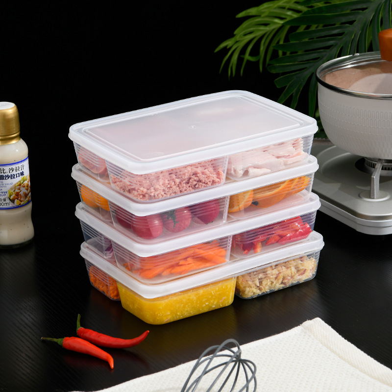 Japanese-style covered four-compartment food preparation box, refrigerator storage box, food-grade scallion, ginger and garlic side dish refrigerator plastic preservation box pic 6