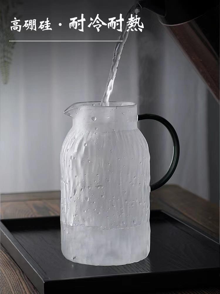 Cold water kettle, high-temperature resistant tree-patterned household cold water kettle cup, large-capacity living room glass kettle, teapot set, high appearance level pic 1