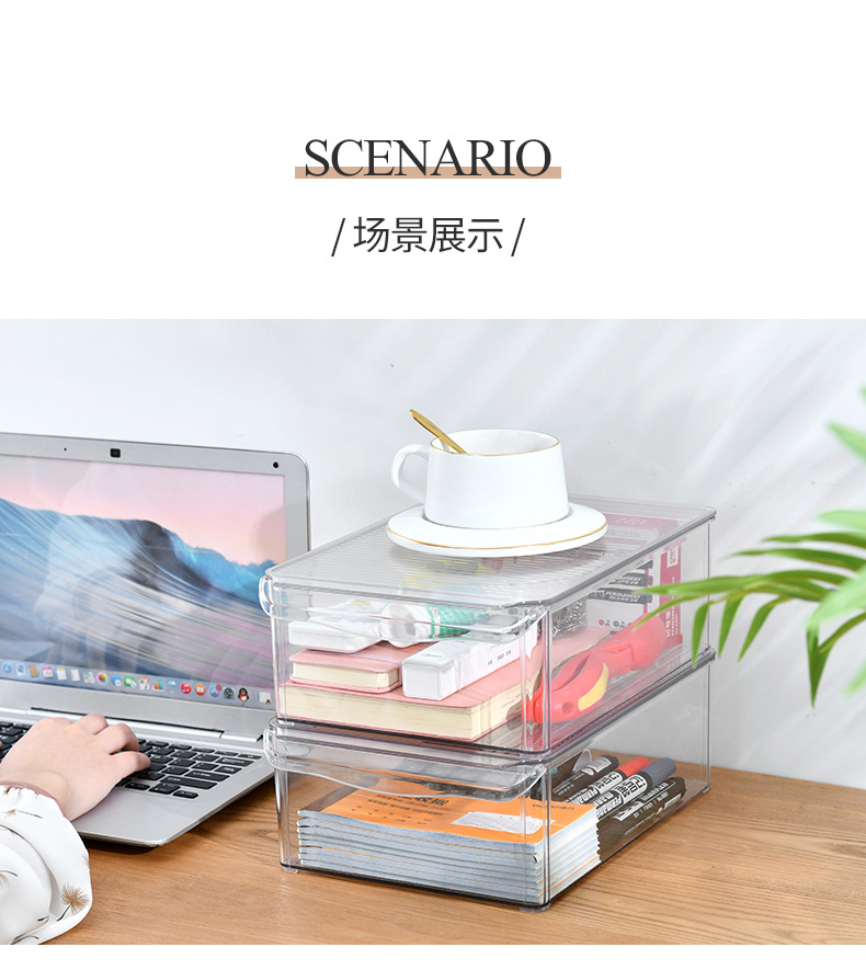 Transparent PET food-grade office file desktop storage box, kitchen fruit and vegetable storage box, household refrigerator storage box pic 8