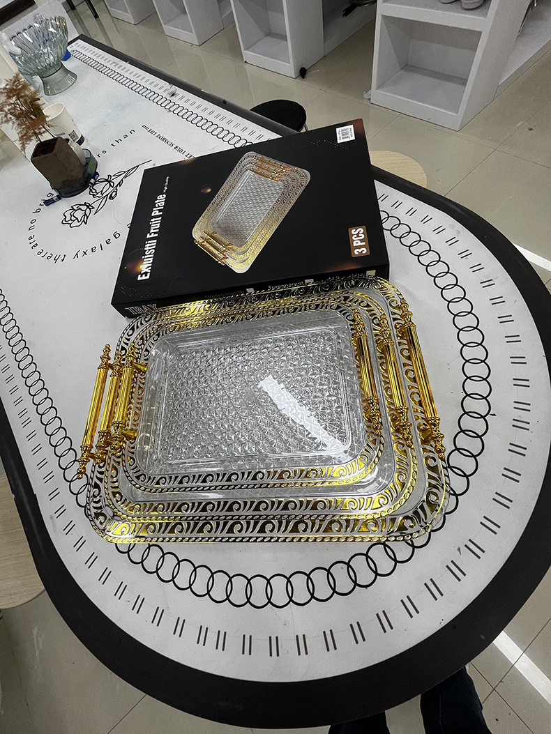 水果盘塑料托盘pet咖啡餐厅家用水晶盘子茶杯高级感现货工厂直销详情19