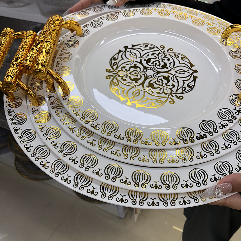 外贸现货轻奢高档水果盘托盘干果糖果盘子餐具pet塑料客厅家用详情3