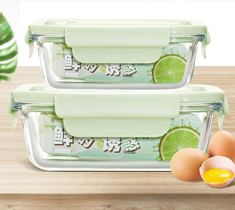 烤箱微波炉可加热保鲜盒高硼硅玻璃饭盒学生长方形带饭便当盒餐盒详情11