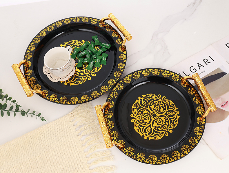 Foreign trade cross-border light luxury high-end tray, fruit plate, dried fruit candy plate, tableware, plastic PET, living room household pic 4