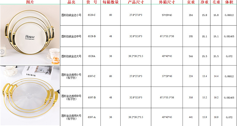 果盘跨境直供外贸托盘三件套塑料PET方形圆形椭圆形家用商用托盘 pic 5